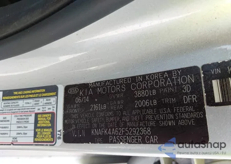 2015 Kia Forte Lx z USA, uszkodzony, nr VIN KNAFK4A62F5292368